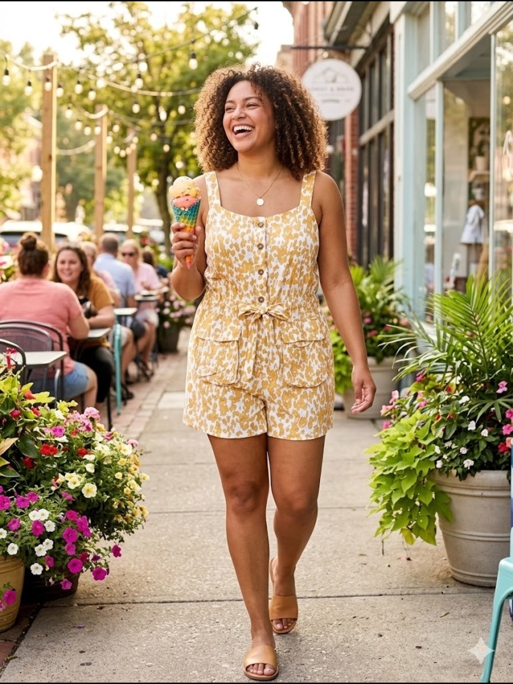 Sadie & Sage Golden Animal Print Romper
